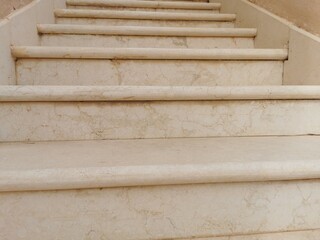 Beige concrete staircase on site