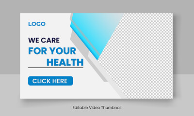 Medical and healthcare web banner template and video cover thumbnail.Fully editable social media web banner template.
