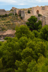 Fototapeta na wymiar Vista parcial del castillo de Sagunto, en la provincia de Valencia. Comunidad Valenciana. España. Europa