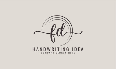 Initial F D, letter handwriting logo Design
