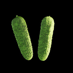 Bumpy green cucumber 3d rendered illustration hirez healthy food