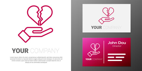 Obraz premium Logotype line Broken heart or divorce icon isolated on white background. Love symbol. Valentines day. Logo design template element. Vector