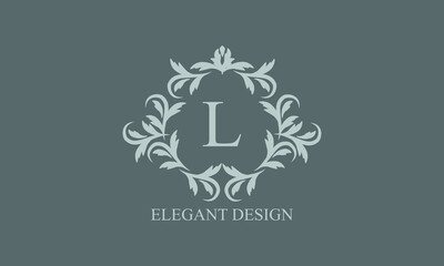 Exquisite monogram. Elegant emblem. Logo design with the letter L. Graceful business sign template, identity for restaurant, royalty, boutique, cafe, hotel, heraldic, jewelry, fashion.