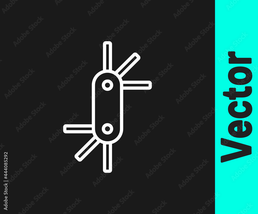 Poster white line tool allen keys icon isolated on black background. vector
