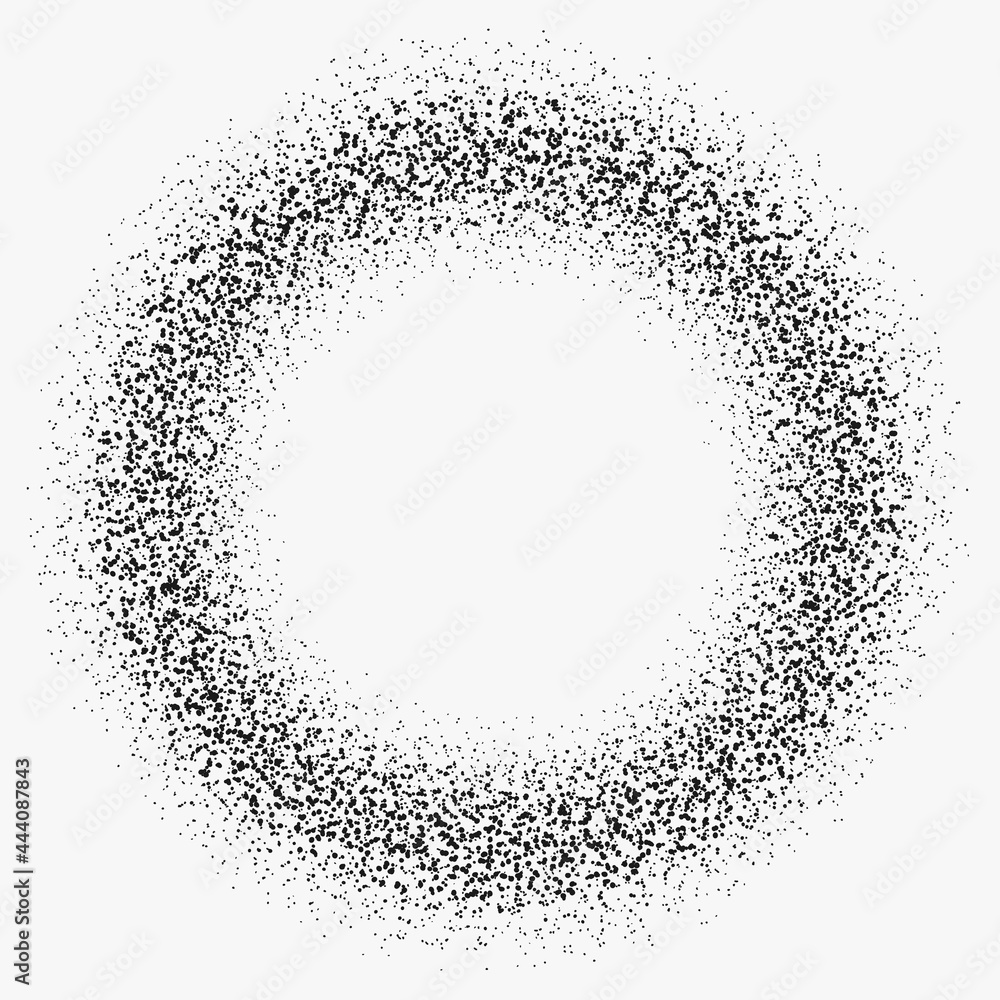 Poster dust ring. vector aerosol black circle. white background and dust shape of rounded hoop.
