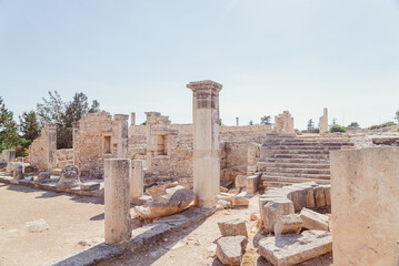 Fototapeta premium Ancient ruins of colonnaded portico in the Sanctuary of Apollo Hylates near Limassol, Cyprus