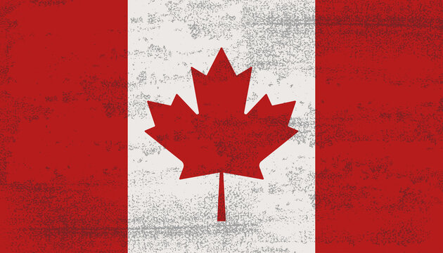Grunge texture Canada flag. Vector illustration in vintage style