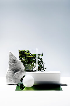 Artistic still life cannabis set with marijuana leaf 