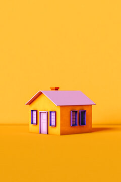 a violet and orange house on orange background