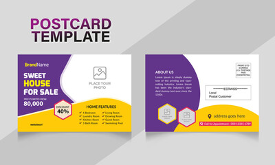 Home for sale postcard, real estate Postcard modern design template