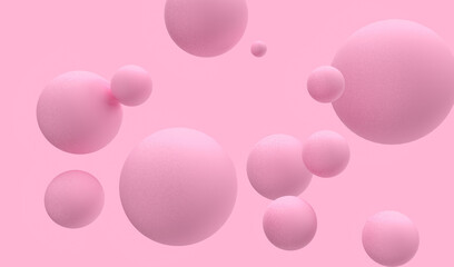 Abstract pink balls. Pink background.For graphic design. 3d render illustration.