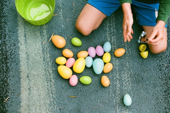 Young boy with Easter eggs
