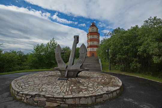 Memorable Lighthouse In The City Of Murmansk, Russia.