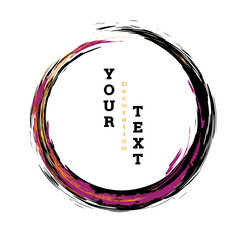 Zen ink circle emblem. Paint strokes. Multi-colored strokes. Design template for the design of banners, posters, booklets, covers, magazines. EPS 10
