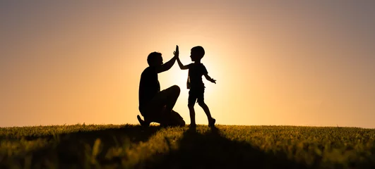 Foto op Plexiglas Father giving son high five. Parent child relationship concept  © kieferpix