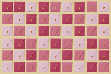 Pattern of modern pink envelopes for love letters