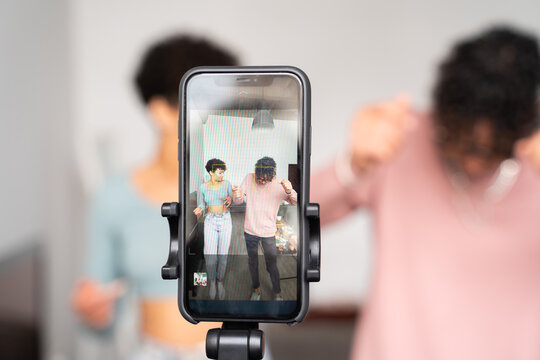 People Recording Their Dance On Smartphone