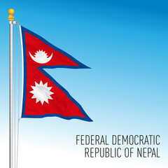 Nepal official national flag, asiatic country, vector illustration