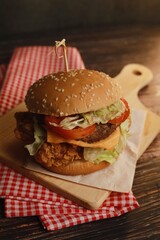 hamburger on a table