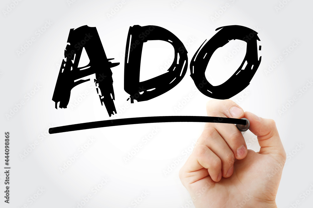 Poster ado - activex data objects acronym with marker, technology concept background