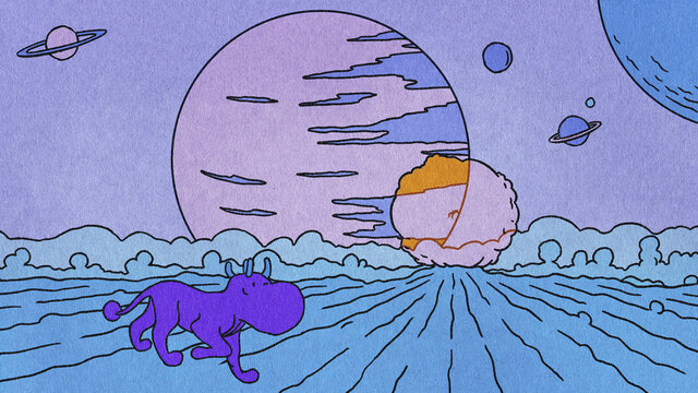 Purple Alien Creature On Fantasy Planet