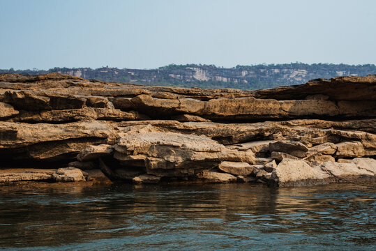 Rocks in the Mekong River in the dry season