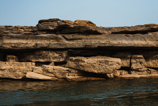 Rocks in the Mekong River in the dry season
