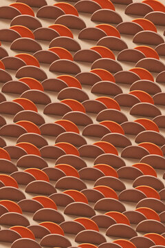 Pattern of 3d design brown semicircles
