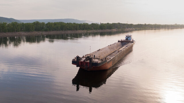 Top-view of a cargo ship