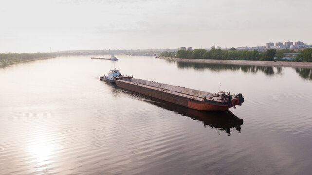 Top-view of a cargo ship