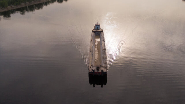 Top-view of a cargo ship