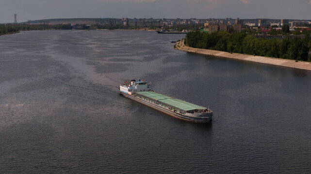 Top-view of a cargo ship