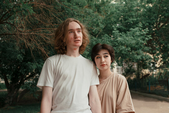Portrait of a young couple in love
