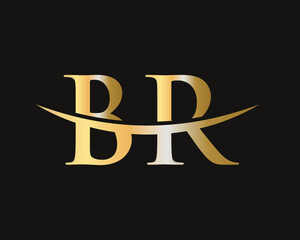 Initial Monogram Letter BR Logo Design Vector. BR logo design - obrazy, fototapety, plakaty