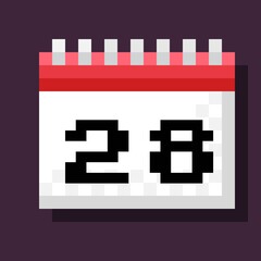 Calendar pixel art. Vector illustration.