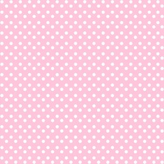 Pink and White Polka Dot seamless pattern. Vector background.