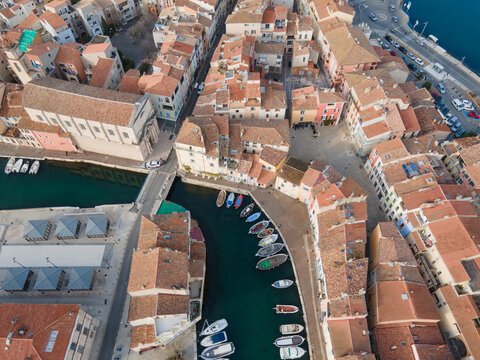 Martigues aerial view, France, Europe, tile roofs