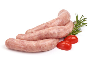 Sausages for grill, isolated on white background.