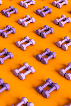 pattern of Purple dumbbells on orange background