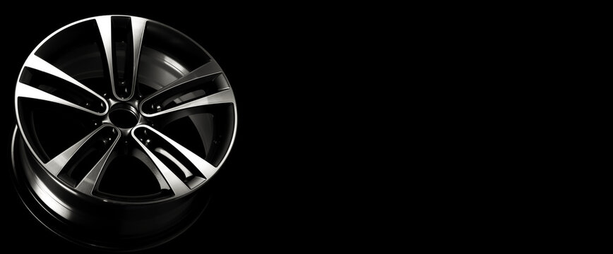 Aloy wheel rim isolated on black background.