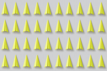 Pattern of yellow paperplanes