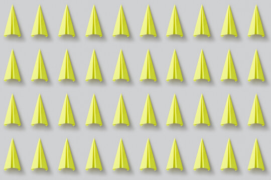 Pattern of yellow paperplanes