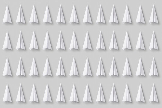 Pattern of white paperplanes in rows