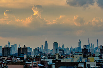 Downtown Manhattan at Dusk with Clouds