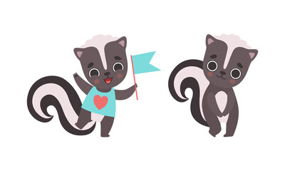 Adorable Badger Activities Set, Cute Baby Animal Characters Cartoon Vector Illustration