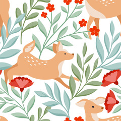 Vector Christmas seamless pattern. Hand drawn winter holiday illustration. Trendy repeat texture for fashion print, wallpaper or fabric.