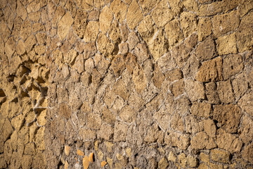Ancient wall texture. Ruins, streets and buildings of ancient roman town Ercolano - Herculaneum,...
