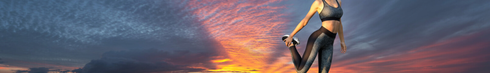 A sporty slim girl in leggings and a top is standing with a training mat, resting between exercises. Fitness and healthy lifestyle.
