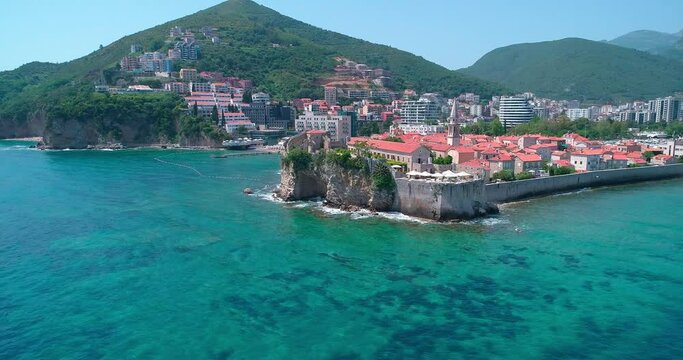 Budva, Montenegro. Famous Old Town on Adriatic sea