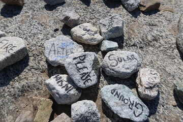 Poetry Stones on a Rock so Visitors and Create Messages